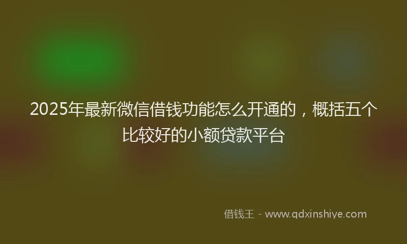 2025年最新微信借钱功能怎么开通的，概括五个比较好的小额贷款平台
