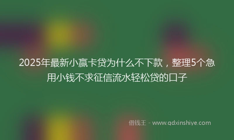 2025年最新小赢卡贷为什么不下款，整理5个急用小钱不求征信流水轻松贷的口子