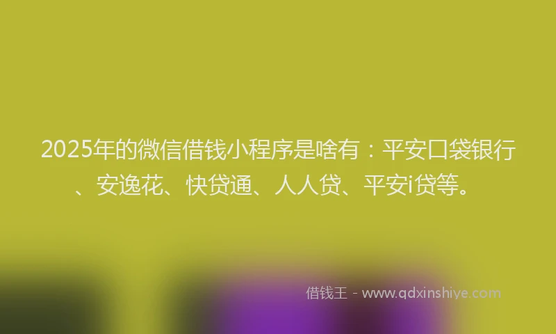 2025年的微信借钱小程序是啥有：平安口袋银行、安逸花、快贷通、人人贷、平安i贷等。