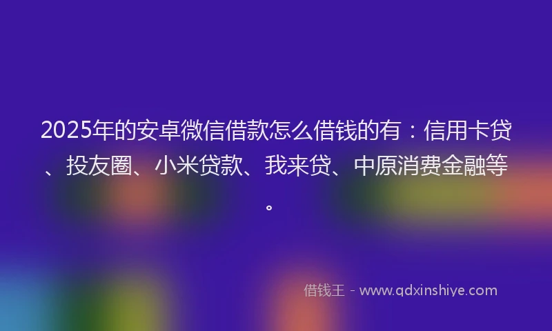 2025年的安卓微信借款怎么借钱的有：信用卡贷、投友圈、小米贷款、我来贷、中原消费金融等。