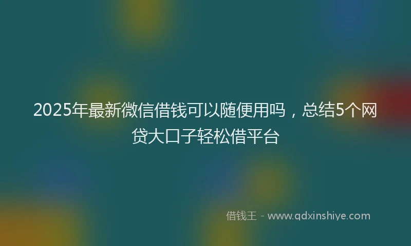 2025年最新微信借钱可以随便用吗，总结5个网贷大口子轻松借平台
