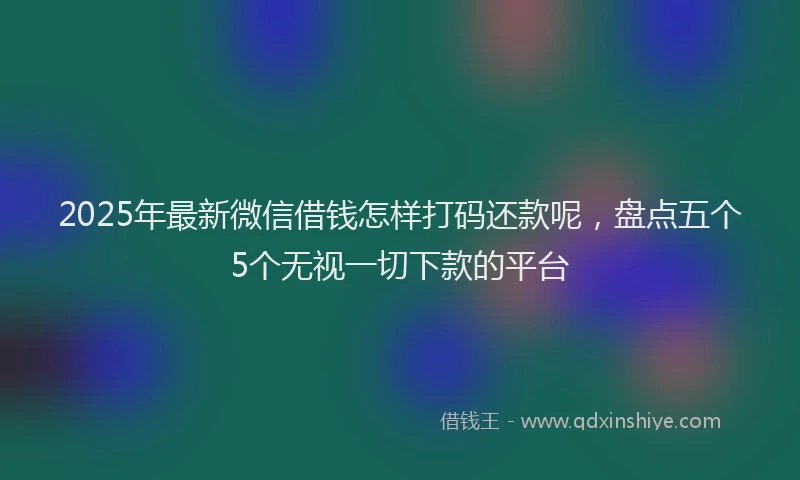 2025年最新微信借钱怎样打码还款呢，盘点五个5个无视一切下款的平台
