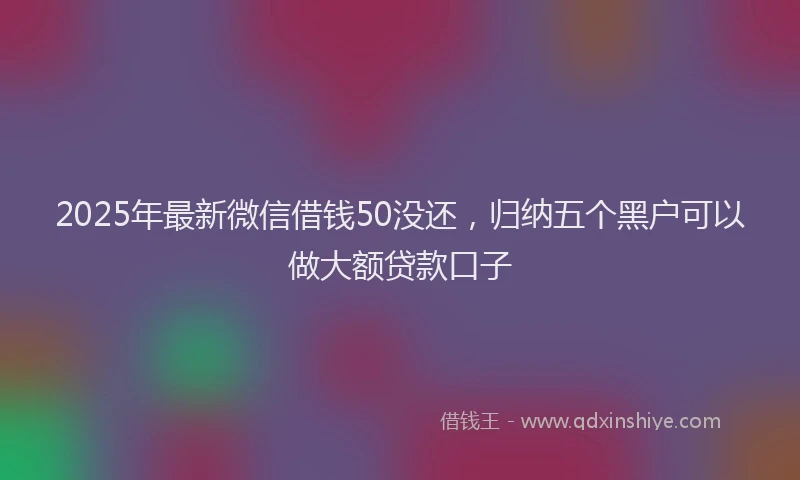 2025年最新微信借钱50没还，归纳五个黑户可以做大额贷款口子