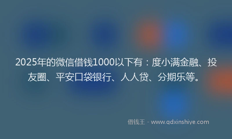2025年的微信借钱1000以下有：度小满金融、投友圈、平安口袋银行、人人贷、分期乐等。