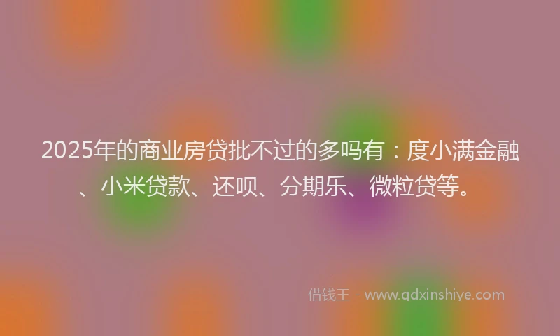 2025年的商业房贷批不过的多吗有：度小满金融、小米贷款、还呗、分期乐、微粒贷等。