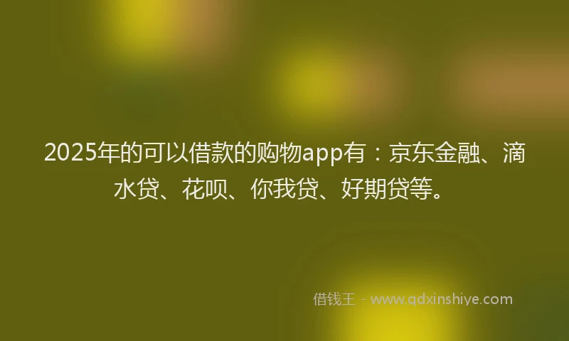 2025年的可以借款的购物app有：京东金融、滴水贷、花呗、你我贷、好期贷等。