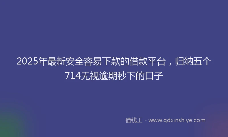 2025年最新安全容易下款的借款平台，归纳五个714无视逾期秒下的口子
