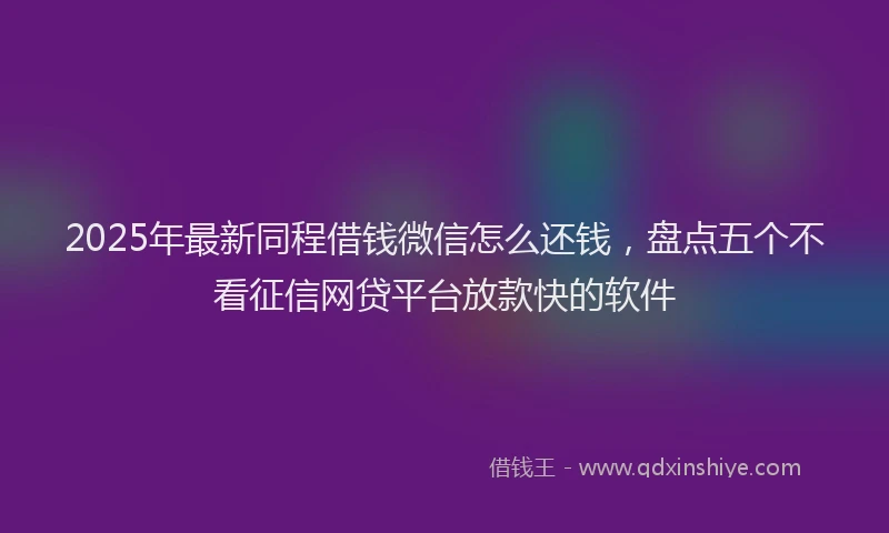 2025年最新同程借钱微信怎么还钱，盘点五个不看征信网贷平台放款快的软件