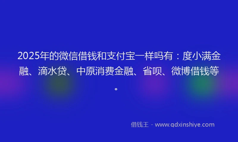 2025年的微信借钱和支付宝一样吗有：度小满金融、滴水贷、中原消费金融、省呗、微博借钱等。