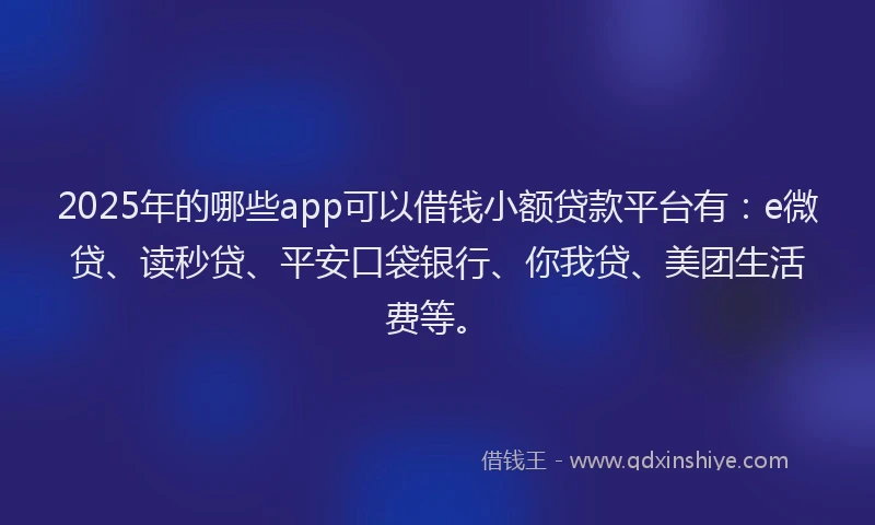 2025年的哪些app可以借钱小额贷款平台有：e微贷、读秒贷、平安口袋银行、你我贷、美团生活费等。