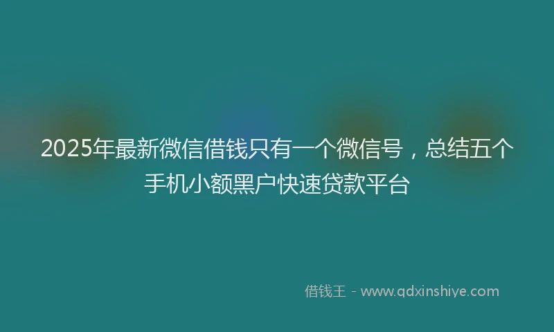 2025年最新微信借钱只有一个微信号，总结五个手机小额黑户快速贷款平台