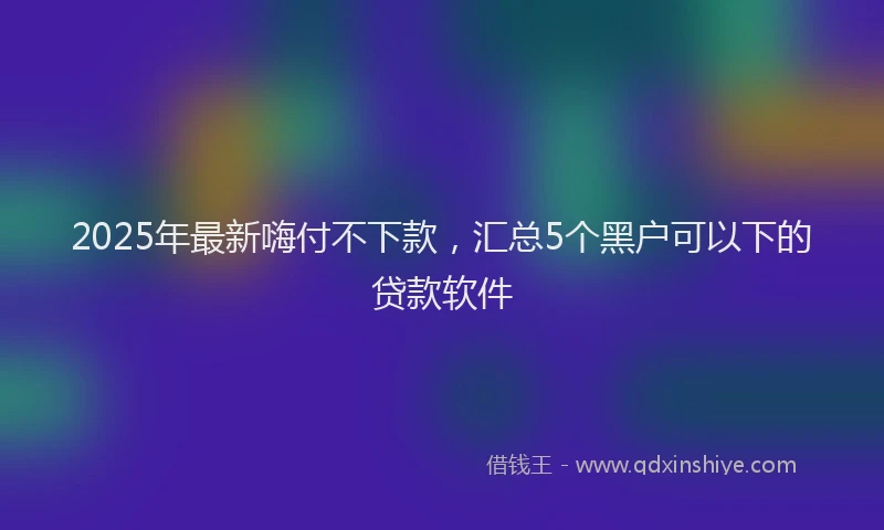 2025年最新嗨付不下款，汇总5个黑户可以下的贷款软件