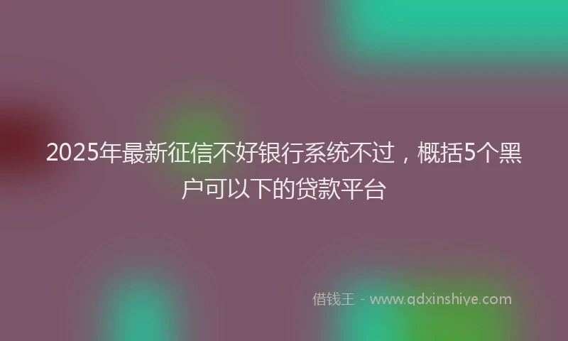 2025年最新征信不好银行系统不过，概括5个黑户可以下的贷款平台