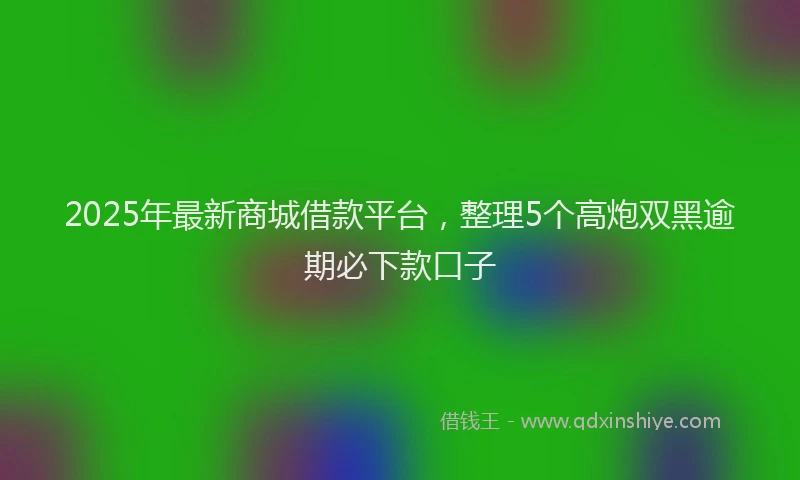 2025年最新商城借款平台，整理5个高炮双黑逾期必下款口子