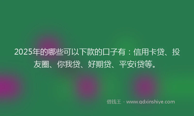 2025年的哪些可以下款的口子有：信用卡贷、投友圈、你我贷、好期贷、平安i贷等。