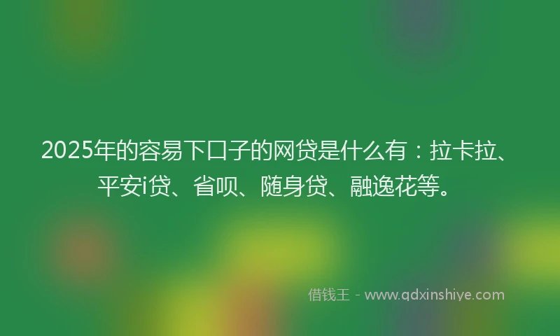 2025年的容易下口子的网贷是什么有：拉卡拉、平安i贷、省呗、随身贷、融逸花等。
