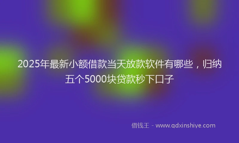2025年最新小额借款当天放款软件有哪些，归纳五个5000块贷款秒下口子