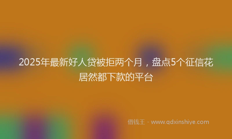 2025年最新好人贷被拒两个月，盘点5个征信花居然都下款的平台