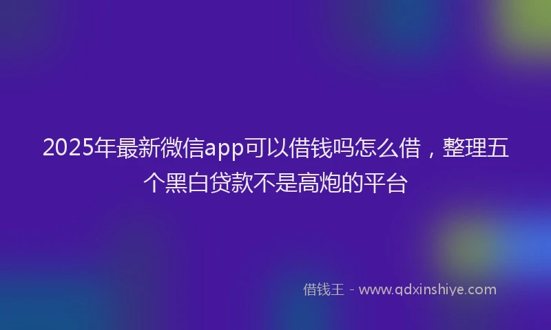 2025年最新微信app可以借钱吗怎么借，整理五个黑白贷款不是高炮的平台