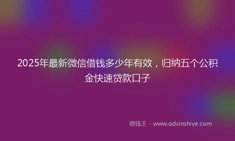 2025年最新微信借钱多少年有效，归纳五个公积金快速贷款口子