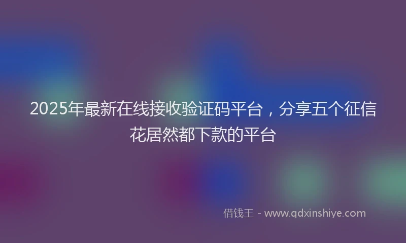 2025年最新在线接收验证码平台，分享五个征信花居然都下款的平台