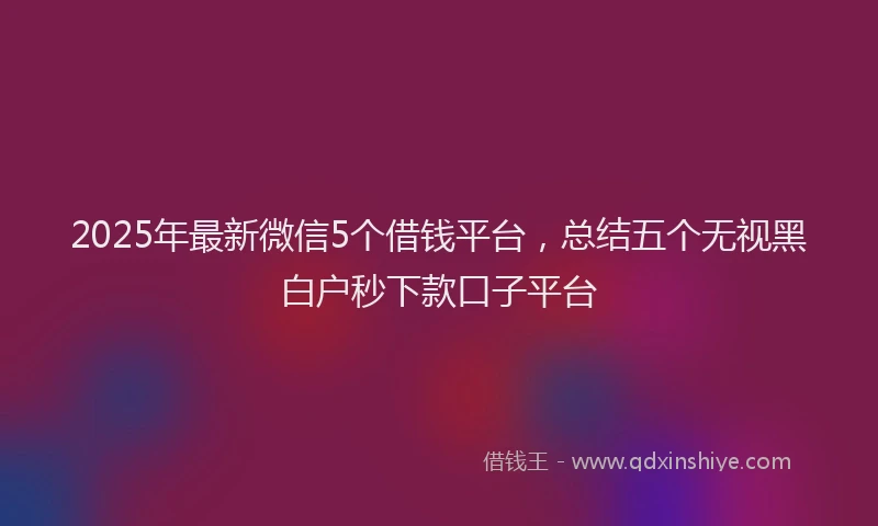 2025年最新微信5个借钱平台，总结五个无视黑白户秒下款口子平台