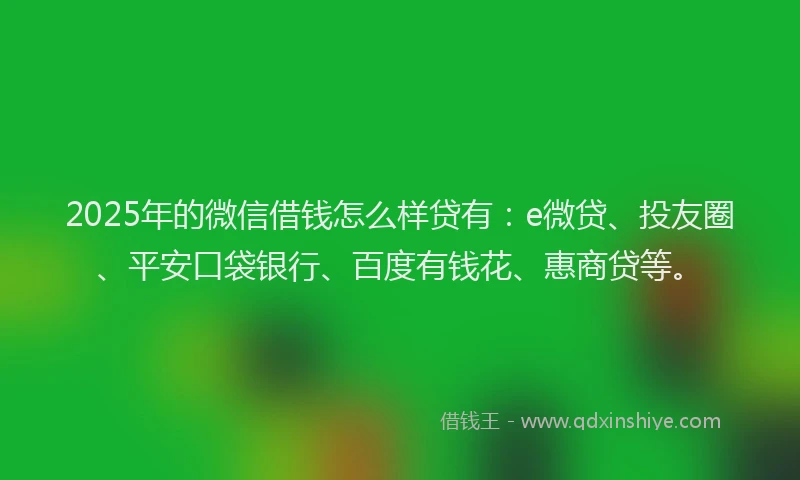 2025年的微信借钱怎么样贷有：e微贷、投友圈、平安口袋银行、百度有钱花、惠商贷等。