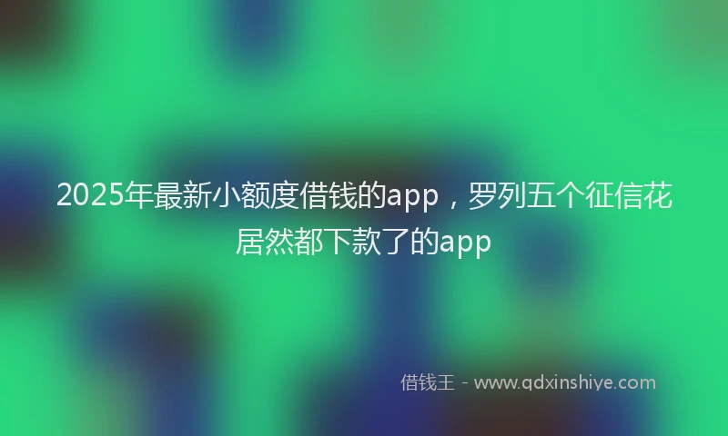 2025年最新小额度借钱的app，罗列五个征信花居然都下款了的app