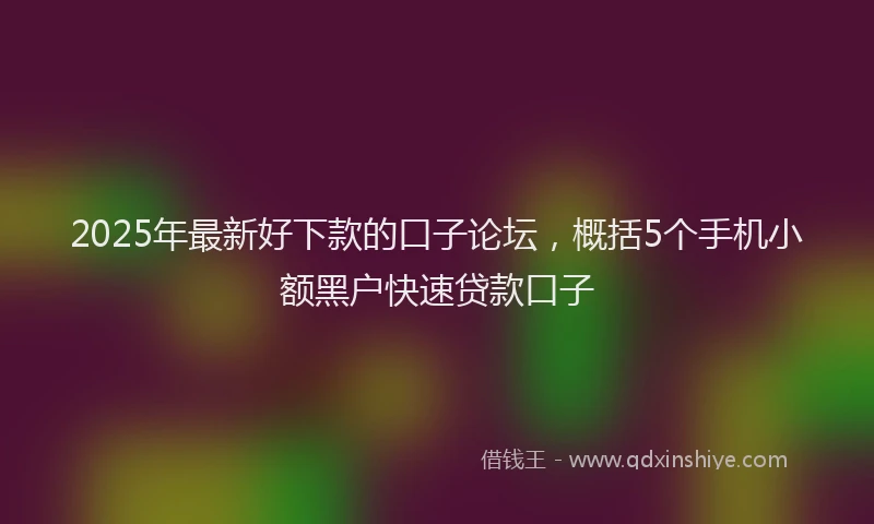 2025年最新好下款的口子论坛，概括5个手机小额黑户快速贷款口子