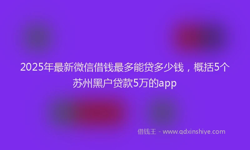 2025年最新微信借钱最多能贷多少钱，概括5个苏州黑户贷款5万的app