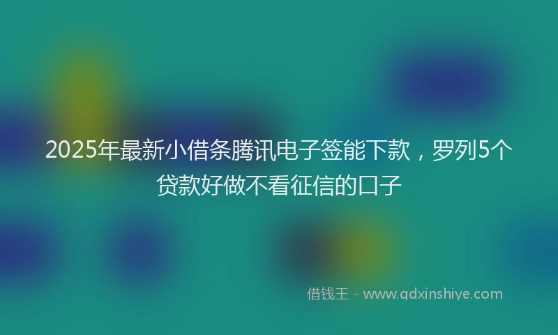 2025年最新小借条腾讯电子签能下款，罗列5个贷款好做不看征信的口子