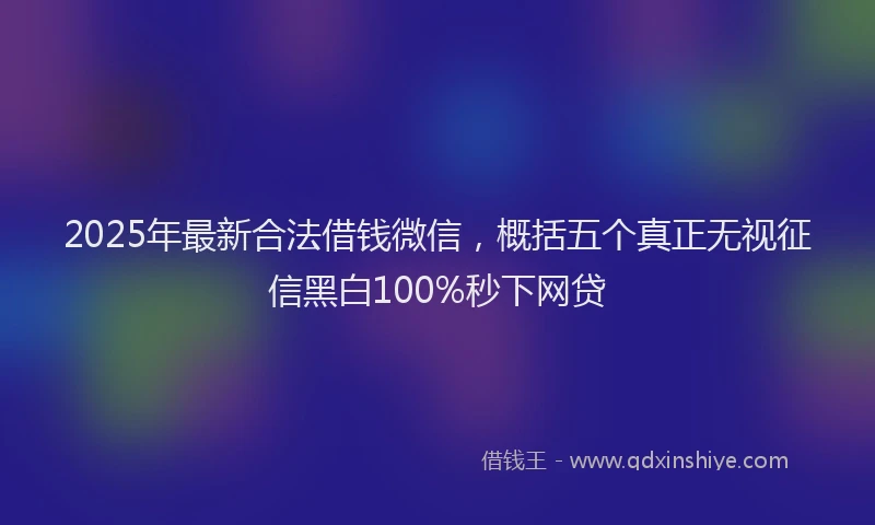 2025年最新合法借钱微信，概括五个真正无视征信黑白100%秒下网贷