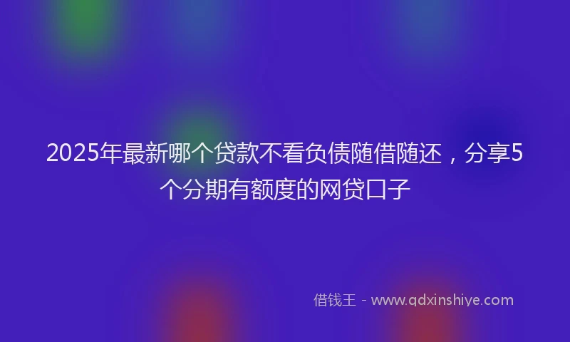 2025年最新哪个贷款不看负债随借随还，分享5个分期有额度的网贷口子