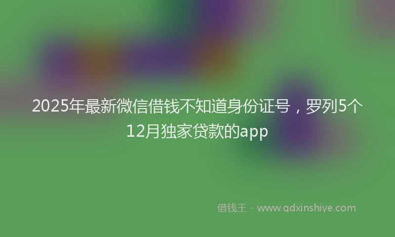 2025年最新微信借钱不知道身份证号，罗列5个12月独家贷款的app