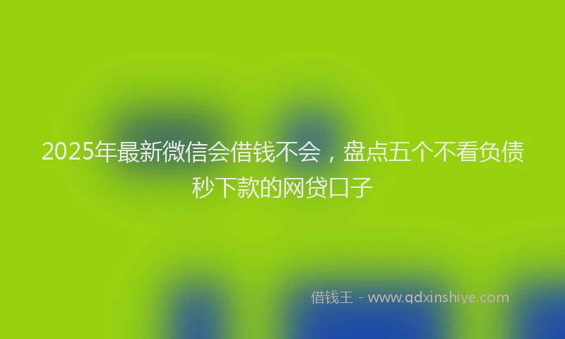 2025年最新微信会借钱不会，盘点五个不看负债秒下款的网贷口子