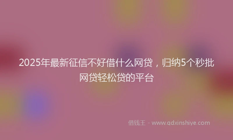 2025年最新征信不好借什么网贷，归纳5个秒批网贷轻松贷的平台