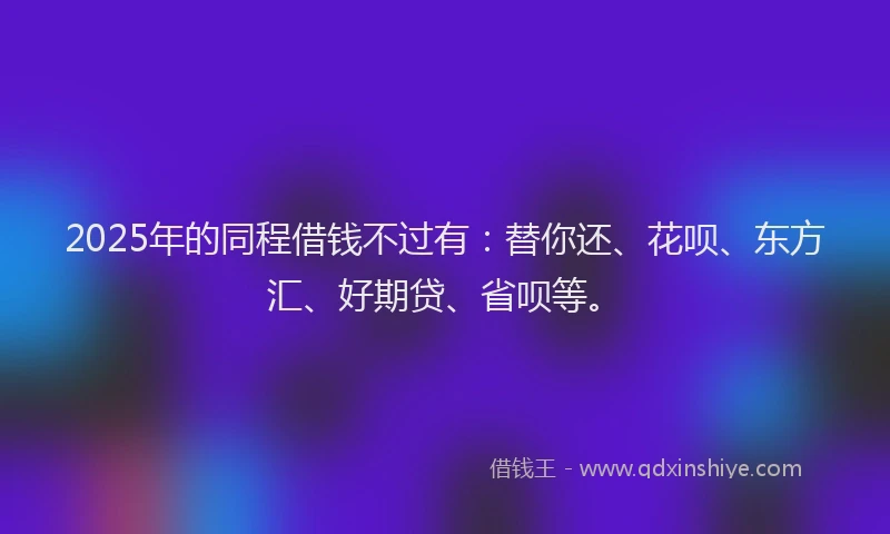2025年的同程借钱不过有：替你还、花呗、东方汇、好期贷、省呗等。