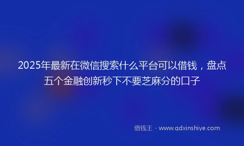 2025年最新在微信搜索什么平台可以借钱，盘点五个金融创新秒下不要芝麻分的口子