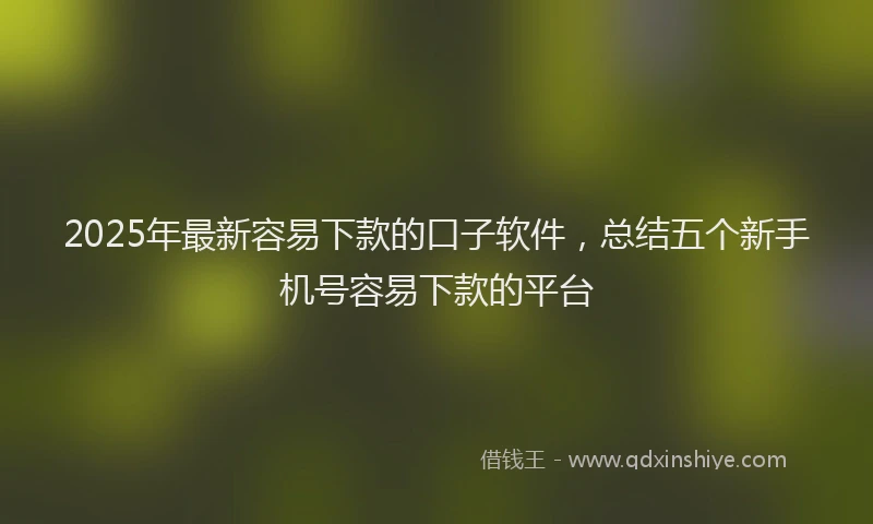 2025年最新容易下款的口子软件，总结五个新手机号容易下款的平台