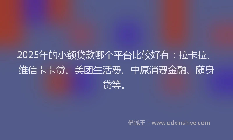 2025年的小额贷款哪个平台比较好有：拉卡拉、维信卡卡贷、美团生活费、中原消费金融、随身贷等。
