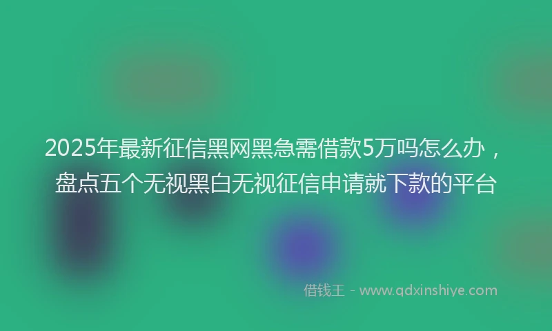 2025年最新征信黑网黑急需借款5万吗怎么办，盘点五个无视黑白无视征信申请就下款的平台