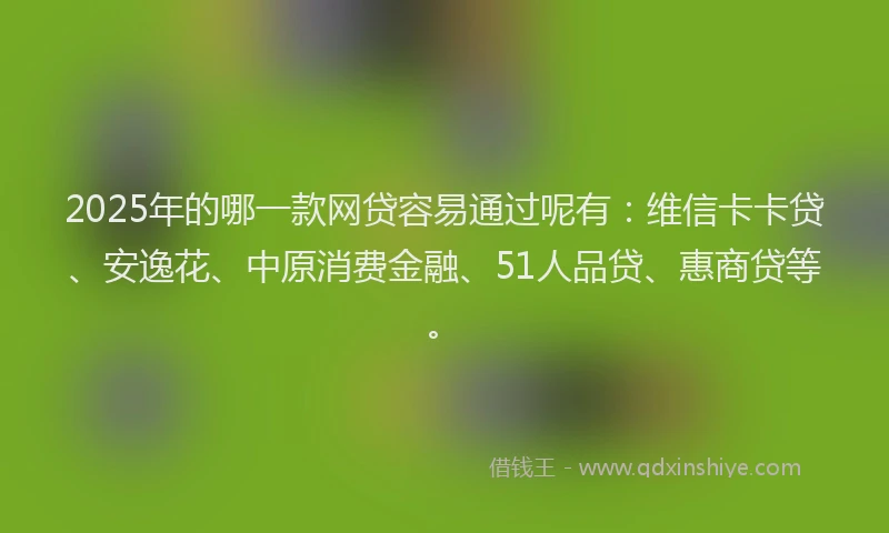 2025年的哪一款网贷容易通过呢有：维信卡卡贷、安逸花、中原消费金融、51人品贷、惠商贷等。
