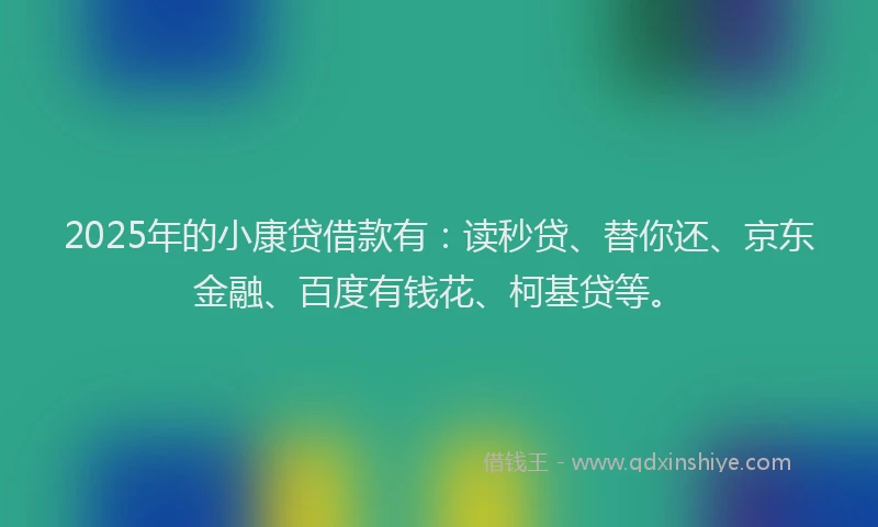 2025年的小康贷借款有：读秒贷、替你还、京东金融、百度有钱花、柯基贷等。