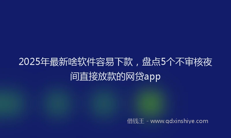 2025年最新啥软件容易下款，盘点5个不审核夜间直接放款的网贷app
