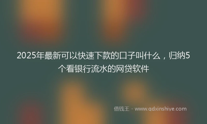 2025年最新可以快速下款的口子叫什么，归纳5个看银行流水的网贷软件