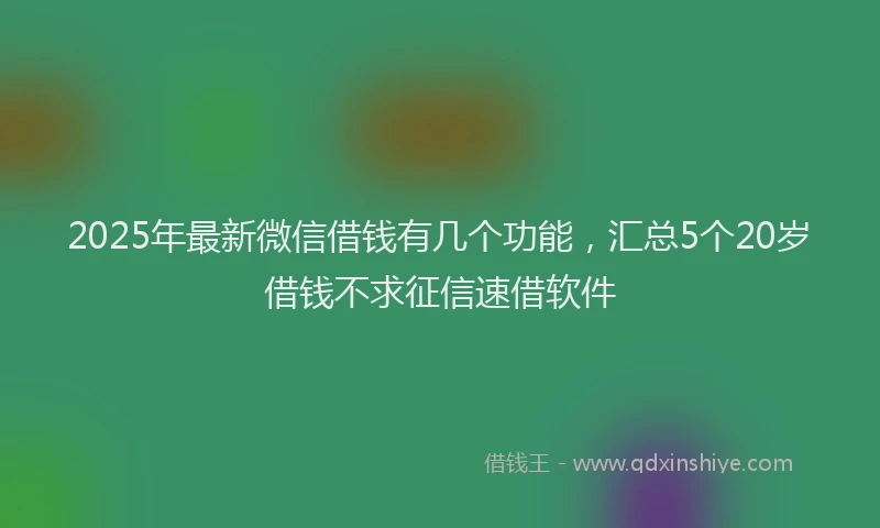 2025年最新微信借钱有几个功能，汇总5个20岁借钱不求征信速借软件