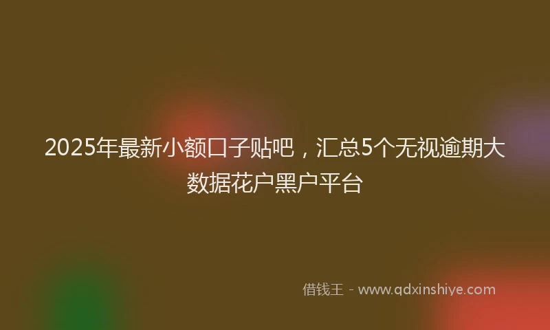 2025年最新小额口子贴吧，汇总5个无视逾期大数据花户黑户平台
