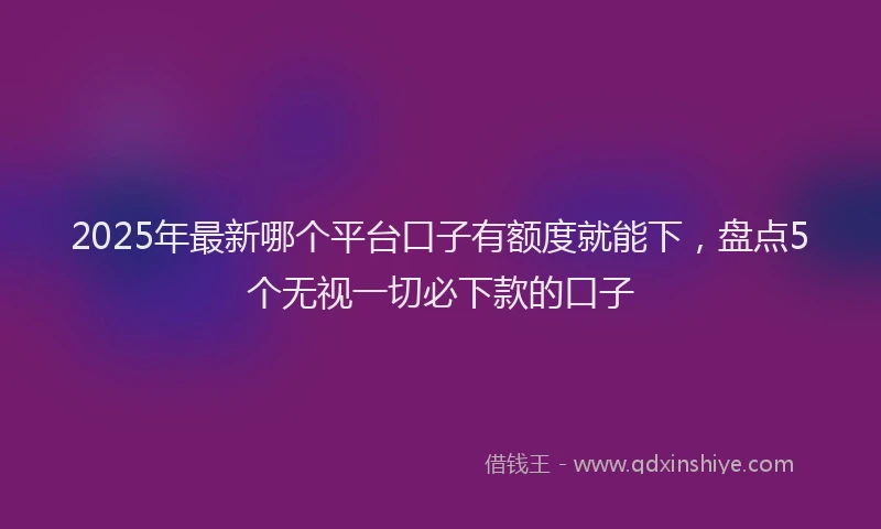2025年最新哪个平台口子有额度就能下，盘点5个无视一切必下款的口子