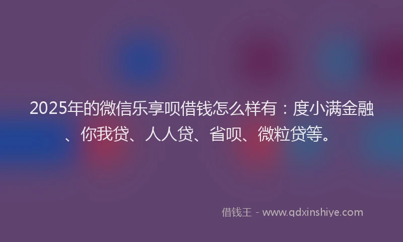 2025年的微信乐享呗借钱怎么样有：度小满金融、你我贷、人人贷、省呗、微粒贷等。