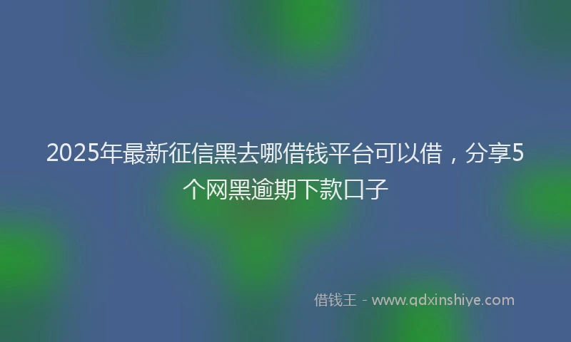 2025年最新征信黑去哪借钱平台可以借，分享5个网黑逾期下款口子